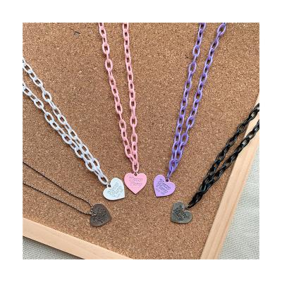 China Punk Acrylic Metal Vintage Style Choker Chains For Party Harajuku Style Love Heart Shape Acrylic Necklace For Women for sale