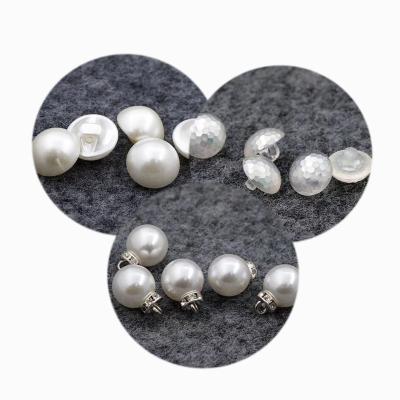 China 10MM Elegant Design 11.5MM Sewing On Fancy Round White Pearl Buttons For Lady Shirt And Coat for sale