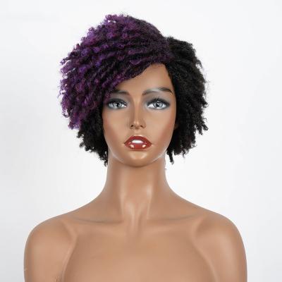 China Super Wave 10 Inches Short Dreadlock Wig Synthetic Afro Kinky Curly Wig With Bangs Ombre Black Blonde Crochet Wig For Black Women for sale