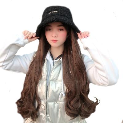 China Baseball Super Long Wavy Synthetic Wave Wig Black Cap Wigs Natural Cap With Hair Naturally Connect Adjustable Baseball Cap for sale