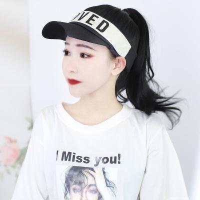 China Super Wave Summer Sun Shape Fashion Water Ripple Synthetic Wig Cap One Piece Retractable Wide Brim Sports Sun Visor Cap Wig for sale