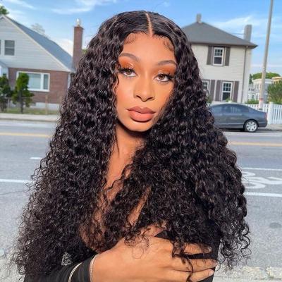 China Super Wave Water Wave Lace Front Women Human Hair Wigs For Malaysian Lace Closure Wig Pre Plucked Curly Lace Front Water Wave Wigs for sale