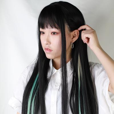 China I-Tip Hair Gradient 55CM Highlight Synthetic Hair Extensions Cut In Color Strips One Piece Long Straight Wig for sale