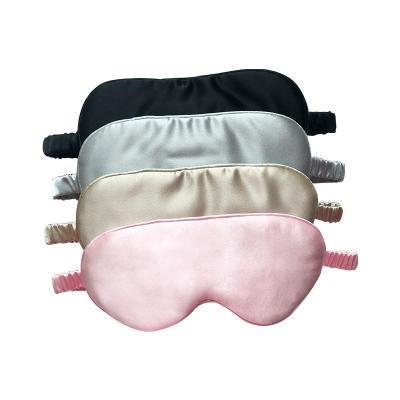 China Anti Pill Customized 100% Customized 4 Pieces 3d Eye Mask Custom Logo Soft Black Silk Sleepmask for sale