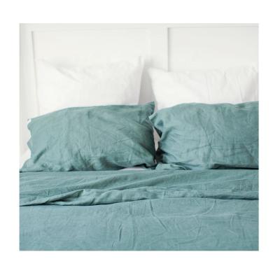 China Anti-bacteria stonewashed French linen sheets, bed linen and Belgian linen bedding set for sale