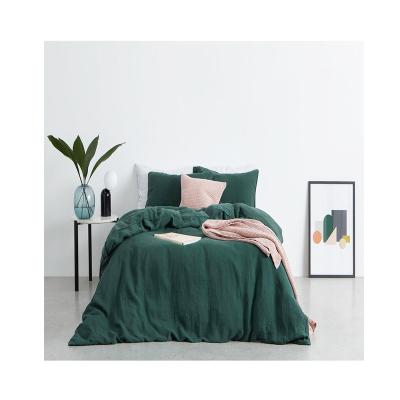 China Bedding Set Fabric Anti-static French Linen Bed Linen With Comforter Cover Duvet Linen Green for sale