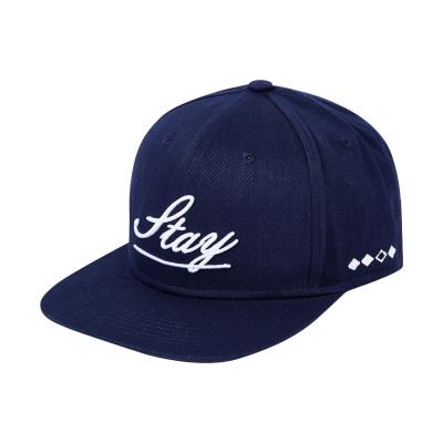 China Navy Blue Custom Solid Color Cap Wholesale 3D Embroidery Hats 6 Panel Snapback Hat for sale