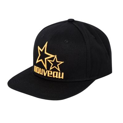 China OEM Luxury Structured Custom Logo Hip Hop Snapback Cap Black Snap Back Hat With Gold Embroidered Logo for sale