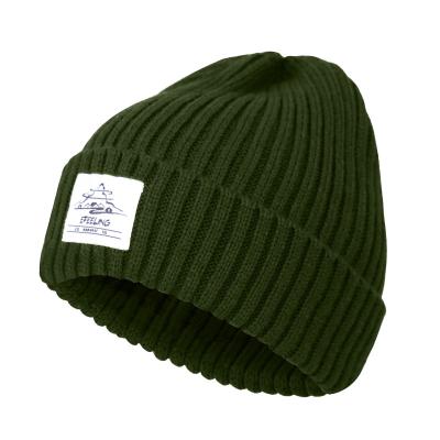 中国 Army Green Custom Woven Logo Beanie Cap Hat Customize Designer Hats Beanies 販売のため