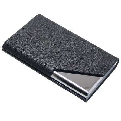 China Custom Made Stainless Steel Men's PU Fashion Black Logo Wallet Magnetic Business Card Holders for sale