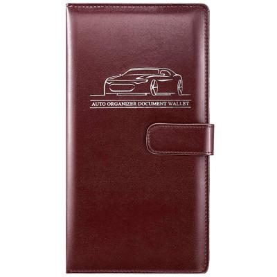 China Waterproof Custom Top Sewing Leather Car Document Holder Organizer With Magnetic Closure for sale