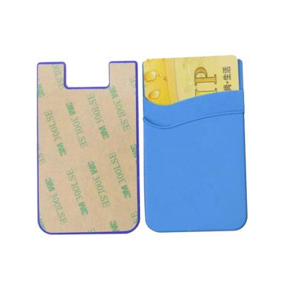 China Custom Cheap 2021 Fashion Gifts Promotion Silicone 3M Adhesive Two Sleeve Phone Credit Card Holder for sale