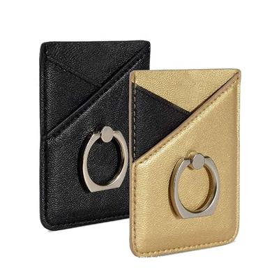 China 2021 fashion cheap promotional ideas mobile phone leather card holder adhesive credit for sale