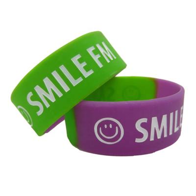 China Custom Promotional Activities Coloring Debossed Wider Bands 25 Mm Silicone Wristband for sale