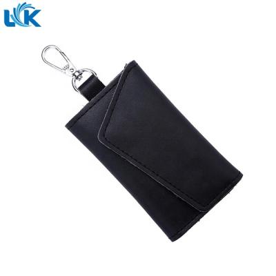 China Custom Fashion Genuine Leather Multi Functional Unisex Black Key Wallets for sale