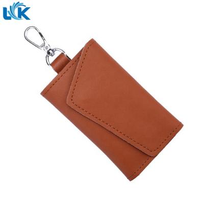 China Luxury Fashion Custom Brown Multi Functional Key Holder Leather Key Wallets For Men Women for sale