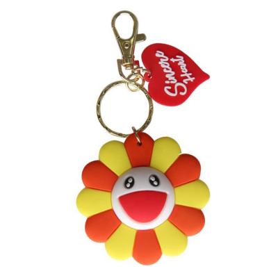 China Fashion Personalized 3d Sunflower Cheap Design Rubber Key Chain Accessories Ornaments Custom for sale