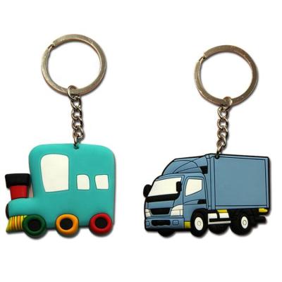 China Custom Cheap Cute Kids Gifts Fashion Cartoon Car Key Chain Soft Rubber Accessories for sale