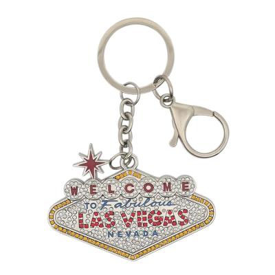 China Custom Personalized Las Vegas Souvenirs Metal Rhinestone Las Vegas Souvenirs Key Chain for sale