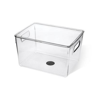 China Factory Stackable Kitchen Plastic Viable Wholesale Food Fridge Transparent Storage Box Set With Lid for sale