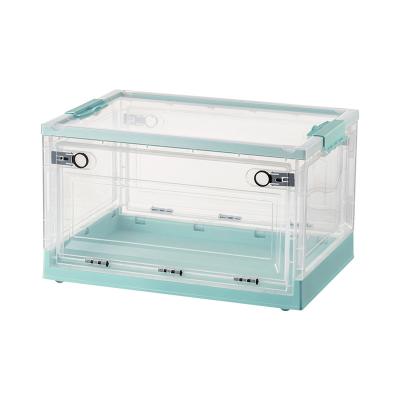 China Large Sustainable Home Organizers Kids Toys Transparent Folding Plastic Outdoor Clothes Storage Box for sale