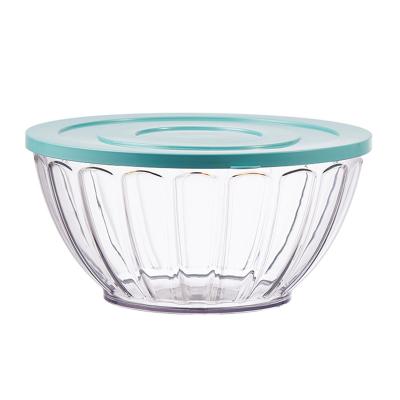 China Sustainable Hot Selling Eco Friendly Plastic Transparent Kitchen Fruit Vegetable Salad Bowl With Lid for sale