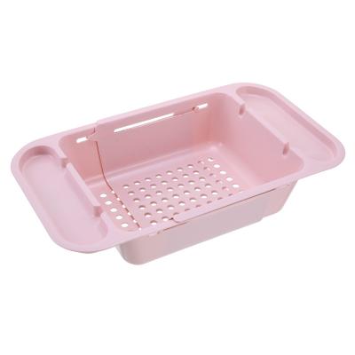 China New Viable Sink Washing Fruit Bowl Multifunctional Telescopic Plastic Drain Basket for sale