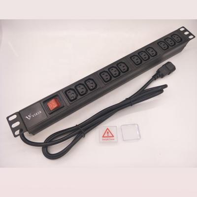 China Aluminum 1U 19' IEC C13 Rack Power Distribution Unit With Red Illuminated Master Switch for sale