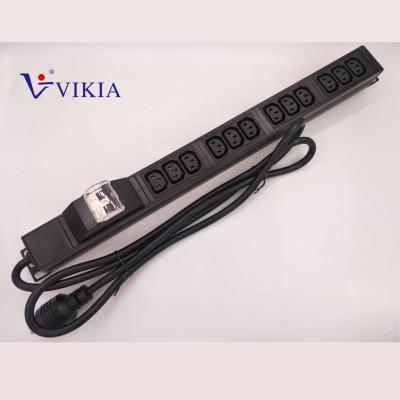 China 1U 12ways C13 Aluminum Vertical Type PDU With 2P Breaker for sale