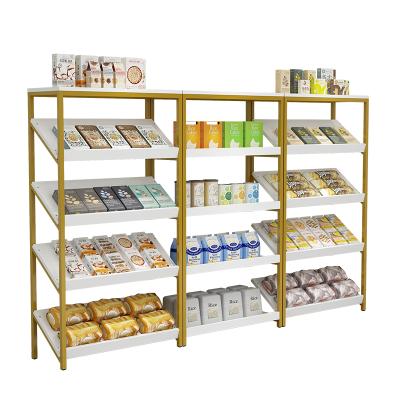 China HEDA Miniso Single Sided Wooden Adjustable Multilayer Display Stand Supermarket Shelving for sale