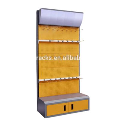 China Hardware Display Stand Tool Single Side Display Rack with Hook and Light Box for Hardware Store for sale