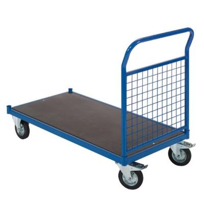 China Steel Cage Trolley Single Sided Warehouse Box Trolley With Mesh Side / Pick Trolley for sale