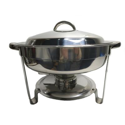 China Amazon Mail Order Restaurant Serving Chafing Dish 5L Detachable Small Round Stainless Steel Buffet Food Warmer Chafing Dish For House Party for sale