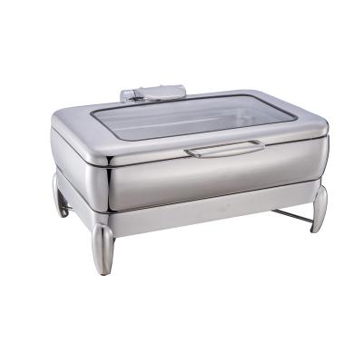 China Water Return System 9L Induction Chafing Dish 304 Stainless Steel With Glass Lid Hotel Pad Friction for sale