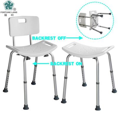 China Eco - Friendly Aluminum Medical Shower Chair Bath Stool With Adjustable Height And Back for sale