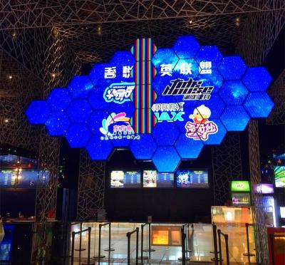 China Retail Advertising LAN/WiFi/USB Control P2.5 P3 P4 Indoor Hexagon Shape Led Display for sale