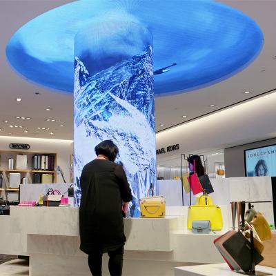 China P2.5 P3 P4 Indoor Flexible Led Advertising Display Screen For Cylinder Shape Advertising for sale