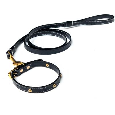 China Personalized Gold Accessories Pet Collar Traction Rope Set Dog Chain Pet Supplies Wholesale Pet Leash Leather for sale