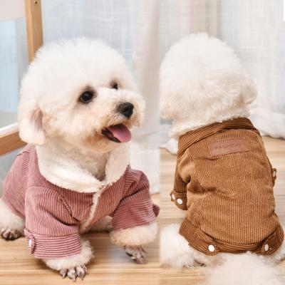 China Breathable Comfortable Pet Clothes for Fall and Winter Dogs and Cats Small Warm Cotton-Padded Pet Clothing Puppy Corduroy Clothes Small for sale