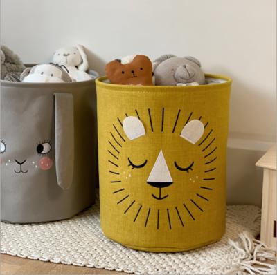 China Round Cloth Stored Toy Collapsible Storage Organizer Bin Canvas Basket Storage Box for sale