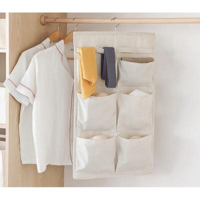 China Cotton Bag Hanging Wall Storage Bag Folding Back Door Storage Canvas Hanging Bag for sale