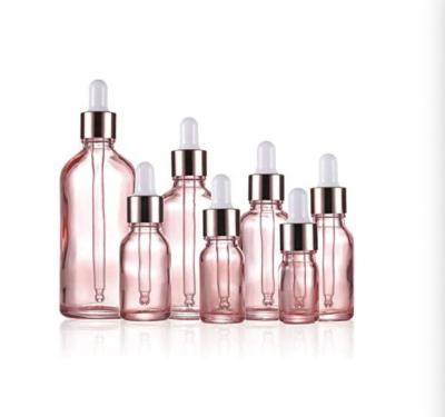 China Eco-friendly Recyclable Empty Glass Eye Dropper Bottle Holder With Reagent Pipette 10ml Pink Glass Dropper Bottle For Essential Oils for sale