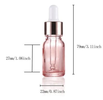 China 10ml Eco-friendly Recyclable Pink Glass Dropper Bottle For Essential Oils Empty Glass Eye Dropper Bottle Holder With Reagent Glass Pipette for sale