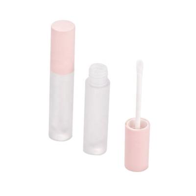 China 5ml Cosmetic Pink Color Empty Lip Gloss Tube Round Shape Accept Customer OEM Lip Gloss Package for sale