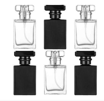 China Cosmetic Clear Refillable Portable Perfume Container Square Empty Glass Perfume Atomizer Bottle With Spray Applicator for sale