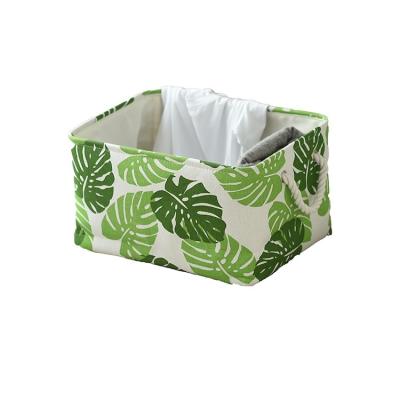 China Folding Organizer Storage Basket Toy Storage Box Linen Fabric Viable Storage Basket with Carry Handles for Toys for sale