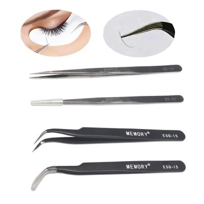 China Beauty Care Makeup Tools Korea eyelash stainless steel Tweezers for eyelash extension Sharp tip lash extension tweezers for sale