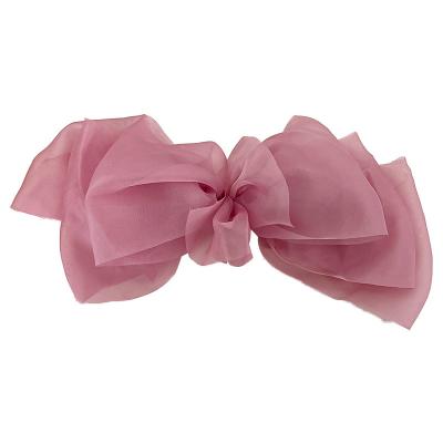 China European and American Style Fashion Korean Hair Clips Korea Dulce Organza Arco 4 Colour  12cm Moda Temperamento Parte posterior De La Cabeza Spring Clip Top for sale