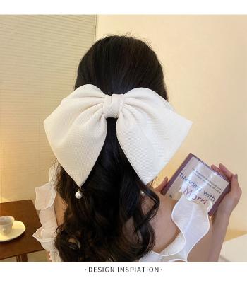 China European and American Style Fashion Pearl Bow Oversized Hairpin Female Autumn Winter Simple Versatile Senior Sense 2022 New Net Red Spring Clip for sale