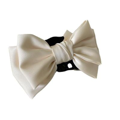 China European and American Style Fashion Elegant Satin Large Bow Grab Clip For Women's Spring Summer Series Elegant Satin Bow Hair Clips for sale